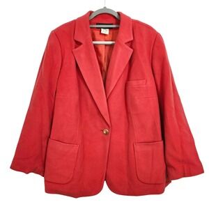 Vintage Harve Benard Woman 24W Red Wool Cashmere Blend Blazer Jacket One Button